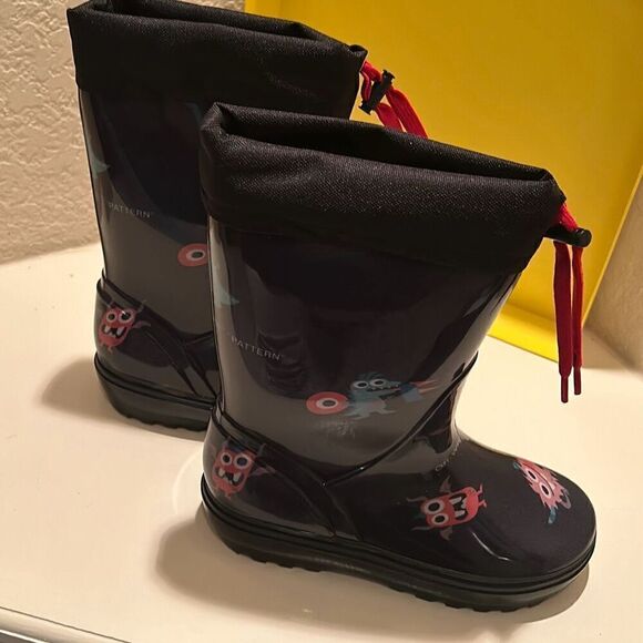 Off-White Kids Size 31 Monsters Graphic Rainboots Black Cartoon Print Luxury New - Picture 7 of 16